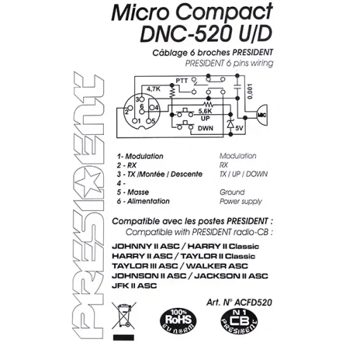 Тангента President DNC-520 U/D / ACFD520 фото 3
