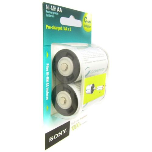 Аккумуляторы Sony AA (2100 мАч) + C-size Adaptor фото 2