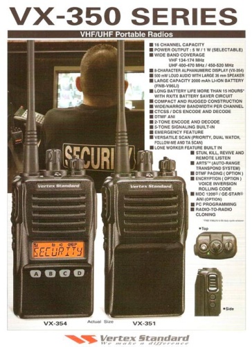 Портативная рация Vertex Standard VX-351 UHF фото 2
