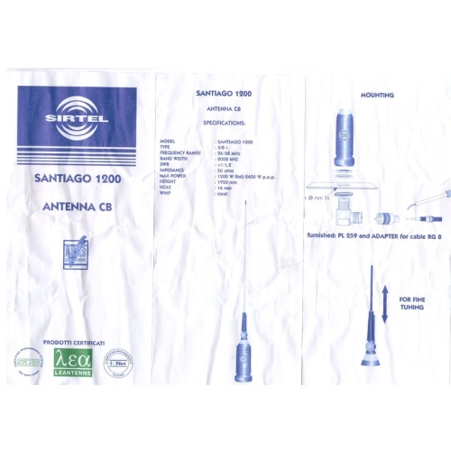 Автомобильная антенна Sirtel Santiago 1200 врезного типа фото 2